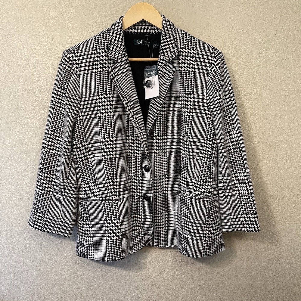 NEW Lauren Ralph Lauren Tweed Blazer Patterned Office Professional Size 16